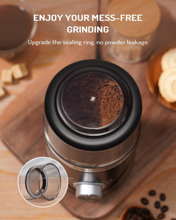 SHARDOR Adjustable Coffee Bean Grinder Electric, Herb / Spice Grinder, Espresso Grinder with 1 Removable Stainless Steel Bowl, Black