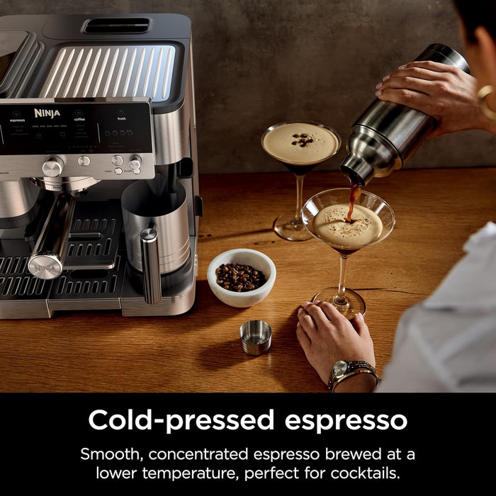 Ninja Espresso Machine, Luxe Café Premier Series, Drip Coffee Maker and Rapid Cold Brew, Integrated Grinder, Assisted Tamper, Hands-Free Frother, for Cappuccinos and Lattes, Dairy or Non-Dairy, ES601