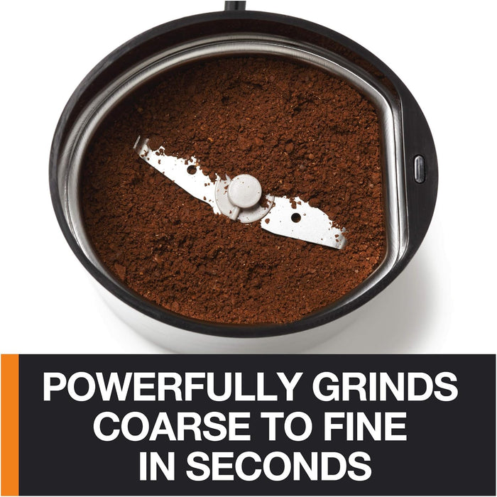 Krups One-Touch Coffee and Spice Grinder 3 Ounce Bean Hopper Easy to Use, One Touch Operation 200 Watts Coffee, Spices, Dry Herbs, Nuts, 12 Cup Black