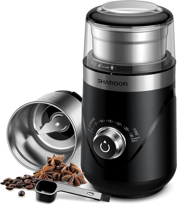 SHARDOR Adjustable Coffee Bean Grinder Electric, Herb / Spice Grinder, Espresso Grinder with 1 Removable Stainless Steel Bowl, Black